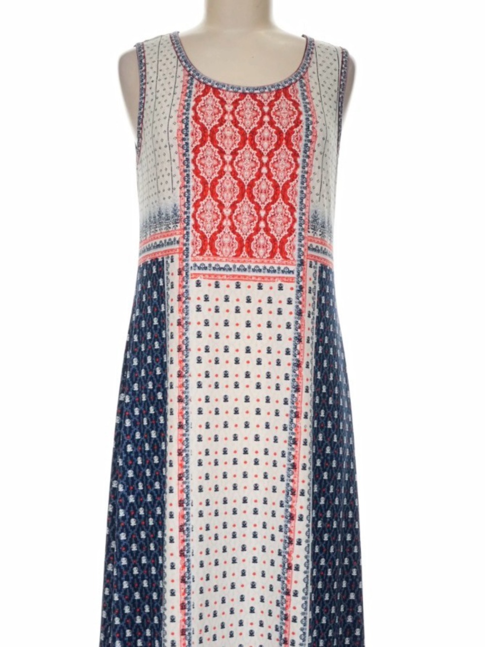 Max Studio  Navy and Cream Printed Maxi Skirt